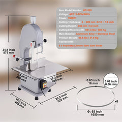 Heavy Duty Electric Stainless Steel Countertop Bone Cutting Machine, 1500W (92413758)