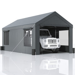 [12x20FT] Heavy Duty Outdoor Premium Garage Tarp Canopy Shelter W/ Removable Sidewalls (SAK94615)