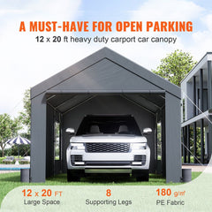 [12x20FT] Heavy Duty Outdoor Premium Garage Tarp Canopy Shelter W/ Removable Sidewalls (SAK94615)