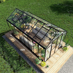 [08x16FT] Heavy Duty Outdoor Walk-In Polycarbonate Patio Greenhouse With Double Swing Doors, 6MM (SAK26153)