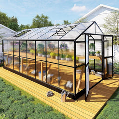 [08x16FT] Heavy Duty Outdoor Walk-In Polycarbonate Patio Greenhouse With Double Swing Doors, 6MM (SAK26153)
