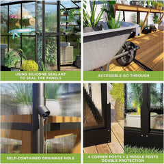 [08x16FT] Heavy Duty Outdoor Walk-In Polycarbonate Patio Greenhouse With Double Swing Doors, 6MM (SAK26153)