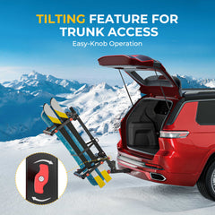 BougeRV Hitch Ski Snowboard Rack with Security Lock(Fit for 2" Receiver) IRK027