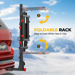 BougeRV Hitch Ski Snowboard Rack with Security Lock(Fit for 2" Receiver) IRK027