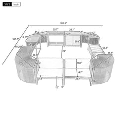 Large Outdoor Quadrilateral Spa Surround Rattan Sectional Sofa Set With Storage Compartments (SAK80217)