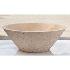 Light Beige Travertine V-Shape Tapered Sink Honed Inside and Sandblasted Outside  (D)16" (H)6"
