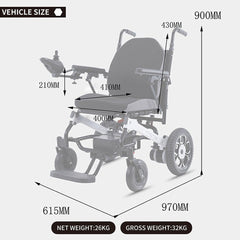 Mate Lightweight Foldable Electric Dual Motor Power Motorized Mobility Wheelchair, 250LBS (SAK79245)