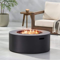 Modern 32" 40K BTU Round Iron Propane Fire Pit (SAK29102)