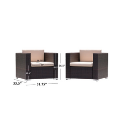 Modern Rattan Outdoor Water-Resistant Wicker Patio Chairs With Cushions [Set Of 2 PCS] (SAK76544)
