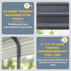 [10x15FT] MPT Large Heavy Duty Outdoor Metal Carport For Cars, Trucks And Boats (SAK95738)