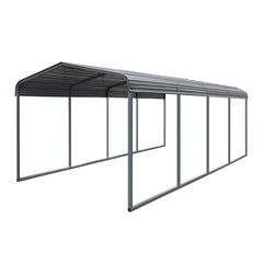 [12x20FT] MPT Premium Heavy Duty Outdoor Canopy Garage Shelter With Galvanized Metal Roof (SAK91523)