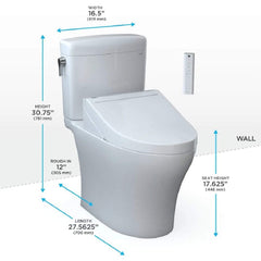 [MW4363084CEMFGN#01] TOTO Aquia IV Cube Washlet C5 With 0.9 GPF And 1.28 GPF Elongated Dual Flush Bidet Toilet (SAK90827)