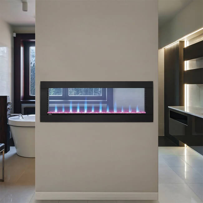 Napoleon Clearion Elite 60 Fully Recessed See Thru Wall Mounted Electric Fireplace, 60