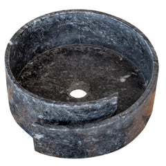 Special Design Black Marble Natural Stone Round Vessel Sink (D)16" (H)6"