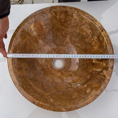 Noce Brown Travertine V-Shape Tapered Sink Polished (D)16" (H)6"