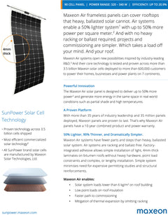 Full Battery Sunpower Maxeon Air 330W Flexible Solar Panel spr-e-flex-330