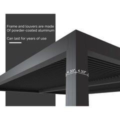 [12x16FT] Premium Outdoor Gray Aluminum Hardtop Pergola Gazebo With Adjustable Roof (95281364)