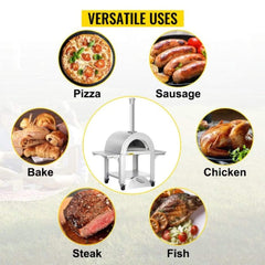 Portable Outdoor Stainless Steel Wood Fired Pizza Oven, 46'' (SAK46584)