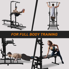 Power Tower Heavy Duty Multi-Functional Dip Station With Bench, Pull Up Bar, And Adjustable Height For Home Gyms (SAK64327)