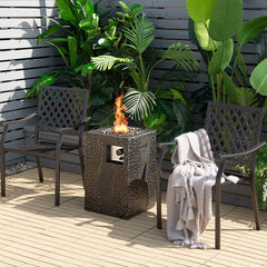 Premium 16FT Square Outdoor Propane Fire Pit W/ Lava Rocks Waterproof Cover, 30,000 BTU (93195268)