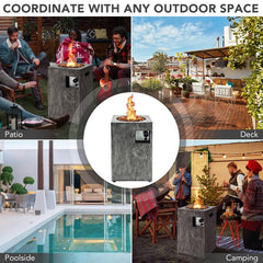 Premium 16FT Square Outdoor Propane Fire Pit W/ Lava Rocks Waterproof Cover, 30,000 BTU (93195268)