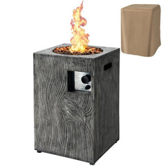 Premium 16FT Square Outdoor Propane Fire Pit W/ Lava Rocks Waterproof Cover, 30,000 BTU (93195268)