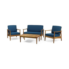 Premium 4-Piece Wooden Outdoor Patio Conversation Seating Set With Cushions (SAK31469)