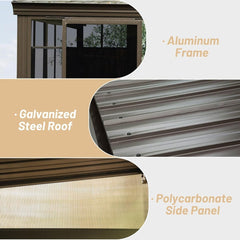[10x12FT] Premium Against Wall Mounted Solarium Sunroom With Galvanized Steel Sloping Roof (SAK96375)