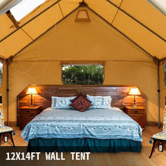 Premium Canvas Frame Fire Water Camping Wall Hunting Tent, 12x14' (SAK92461)