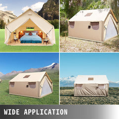 Premium Canvas Frame Fire Water Camping Wall Hunting Tent, 12x14' (SAK92461)