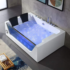 ‎Premium Freestanding Rectangular Hydromassage Soaking Spa Bathtub, 71" (SAK28534)