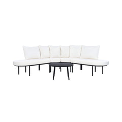 Premium Half- Moon 6-Person Curved All-Weather Outdoor Furniture Sofa Patio Set With Coffee Table And Cushions (SAK76332)