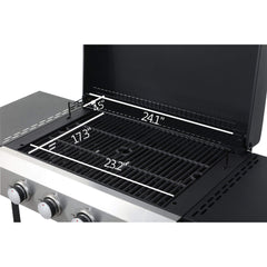 Premium Outdoor 4-Burner Propane BBQ Grill With Foldable Side Tables, Hanging Basket, And Cooking Grids (SAK53213)