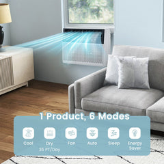 Premium Window Room Air Conditioner Unit With Remote, 6000/8000 BTU (SAK63172)
