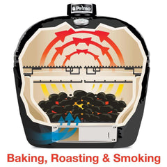 Primo Oval Large 300 All-In-One Ceramic Kamado Grill W/ Cradle, Side Shelves & Stainless Steel Grates [PGCLGC] (SAK21293)