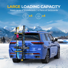 BougeRV Hitch Ski Snowboard Rack with Security Lock R0206-00025-BK