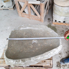 Seagrass Fossil Limestone Rustic Natural Stone Vessel Sink (W)16" (L)20" (H)5"