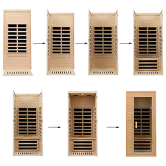 Premium 1-Person Indoor Low EMF FAR Infrared Heat Hemlock Wood Personal Home Spa Sauna, 1200W (SAK27463)