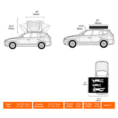 Naturnest Andromeda Green Soft Shell Rooftop Tent With Large Panoramic Skylight & YKK Doors (SAK50612)