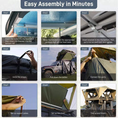 Naturnest Andromeda Green Soft Shell Rooftop Tent With Large Panoramic Skylight & YKK Doors (SAK50612)
