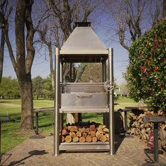Tagwood BBQ (THE BEAST) Argentine Santa Maria Stainless Steel Wood Fire & Charcoal Gaucho Grill, 61" [BBQ02SS] (SAK38192)