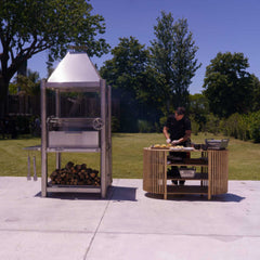 Tagwood BBQ (THE BEAST) Argentine Santa Maria Stainless Steel Wood Fire & Charcoal Gaucho Grill, 61" [BBQ02SS] (SAK38192)