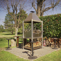 Tagwood BBQ (THE BEAST) Argentine Santa Maria Stainless Steel Wood Fire & Charcoal Gaucho Grill, 61" [BBQ02SS] (SAK38192)