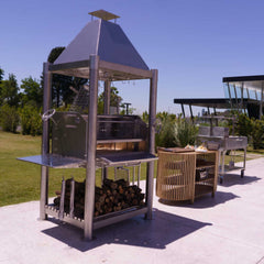 Tagwood BBQ (THE BEAST) Argentine Santa Maria Stainless Steel Wood Fire & Charcoal Gaucho Grill, 61" [BBQ02SS] (SAK38192)