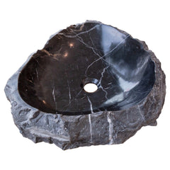Toros Black Marble Natural Stone Vessel Sink (W)17" (L)17" (H)5"