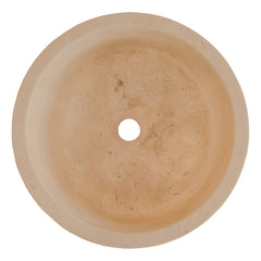 Troia Light Travertine Natural Stone Cylinder Sink Honed and Filled/Matte (D)16" (H)6"