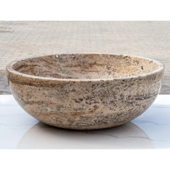 Valencia Beige Travertine Natural Stone Vessel Sink Filled and Polished (D)16" (H)6"