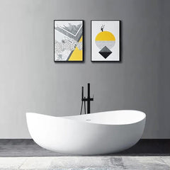 WBT Premium Freestanding Extra Large Oval Stone Besin Soaking Bathtub, 71" (SAK80751)